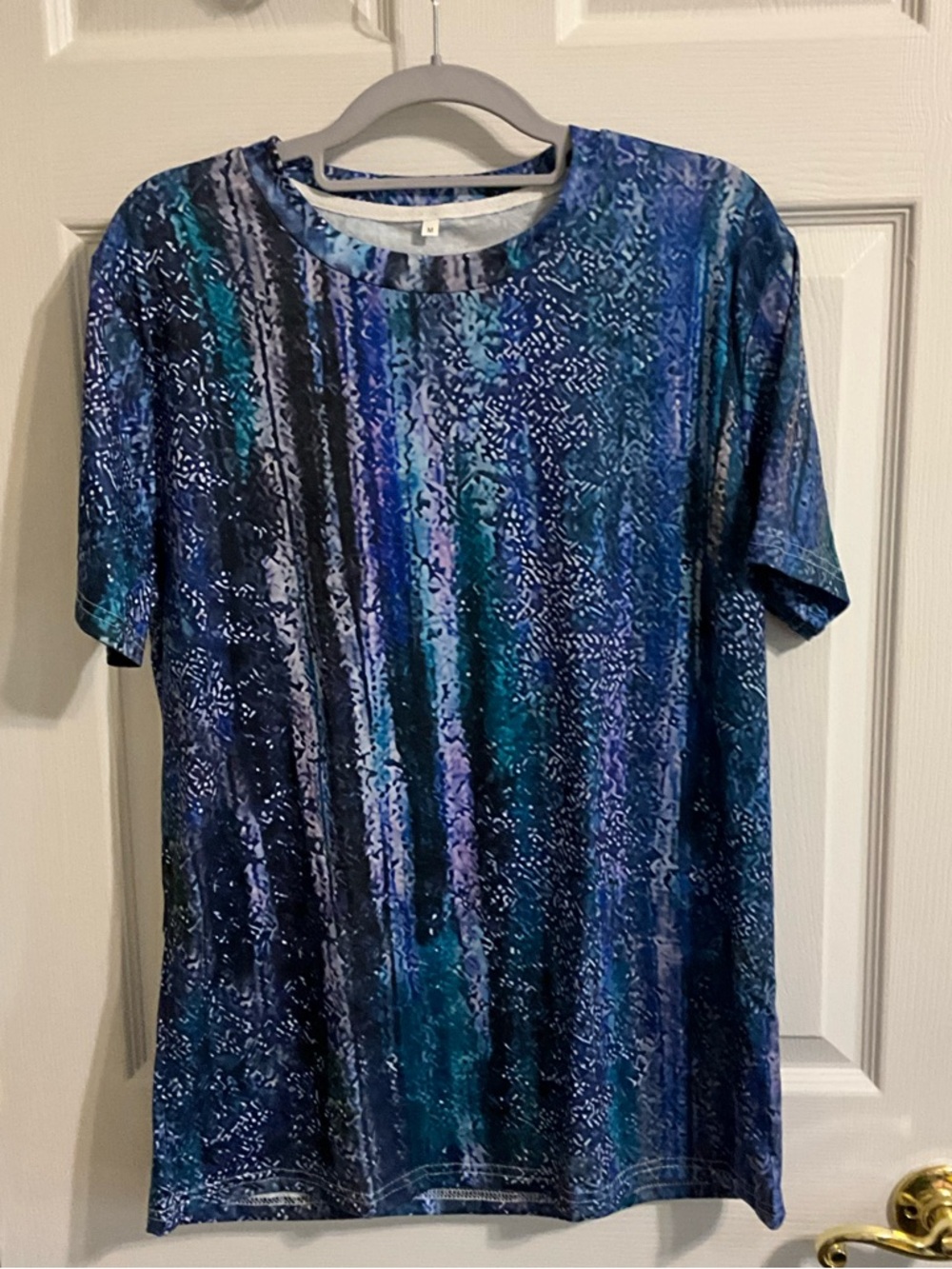 NWOT Blue Purple Abstract Stripe Short-Sleeve Top